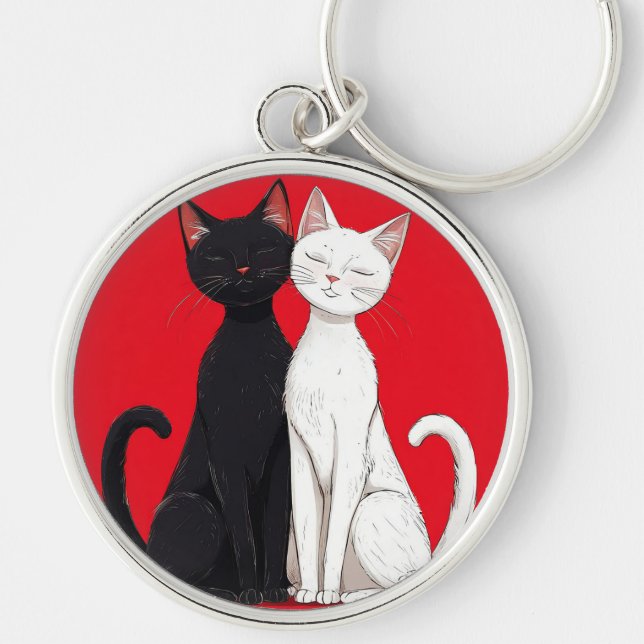 Chaveiro Gatos pretos e brancos (Frente)