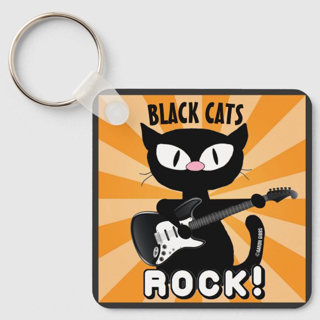 Chaveiro GATOS PRETOS ROCK! Pulseira personalizada (Frente)