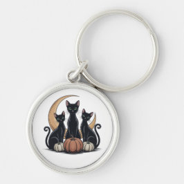 Chaveiro Gatos Pretos Whimsigothia Abóbora Lua Halloween