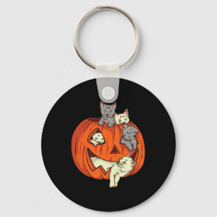 Chaveiro Gatos Pumpkin Esculpido Jack O Lanterna Cat Hallow
