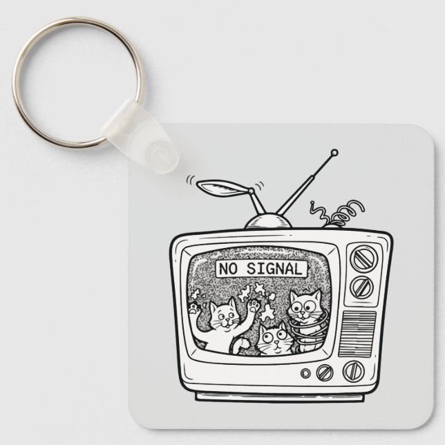 Chaveiro Gatos Retro TV Sem Sinal (Frente)