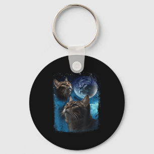 Chaveiro Gatos Uivem Na Lua Engraçada Vintage Três Gato Gat