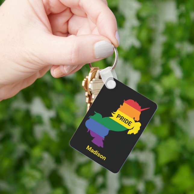 Chaveiro Gay de Nome Personalizado Unicorn (Mão)