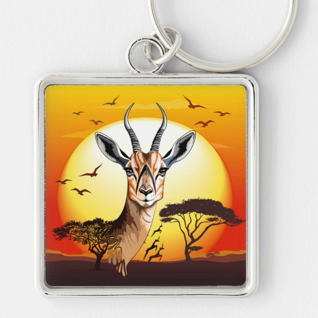 Chaveiro Gazelle African Antelope Wild Animal (Frente)