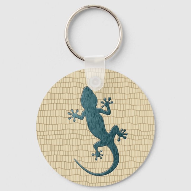 Chaveiro Gecko Verde sobre Réptil (Frente)