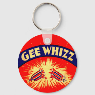 Chaveiro Gee tipo etiqueta do Whizz dos foguetes do vintage