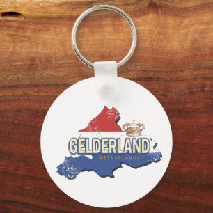 Chaveiro Gelderland Netherlands Vintage Map Holandês Souven