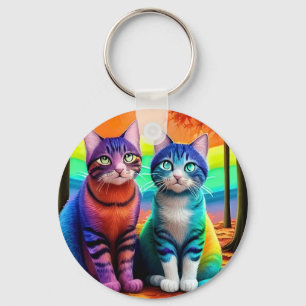Chaveiro Gêmeos da arte digital de gatos-56467