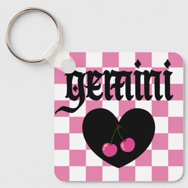 Chaveiro Gemini Gótica - Design de cereja controlada por es (Frente)