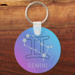 Chaveiro Gemini Zodiac - Sinal de Estrela Watercolor Horosc