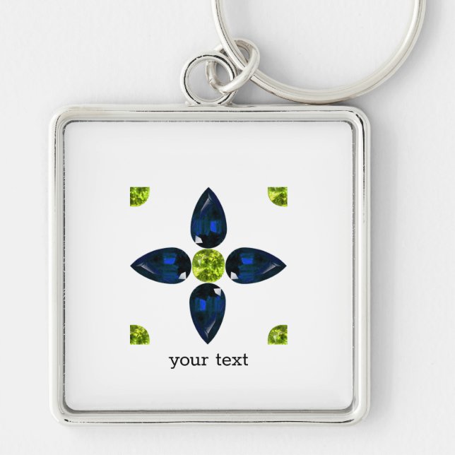 Chaveiro Gemstone Art, Blue and Yellow (Frente)