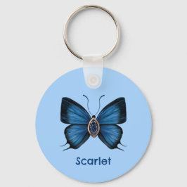 Chaveiro Gemstone personalizado da borboleta azul-apphire