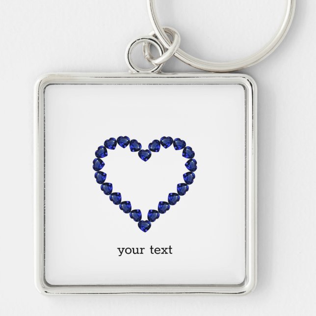 Chaveiro Gemstone Sapphire Blue Heart (Frente)