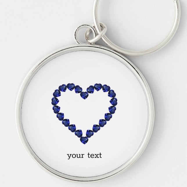 Chaveiro Gemstone Sapphire Blue Heart (Frente)