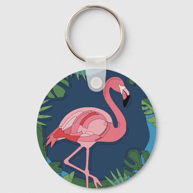 Chaveiro Geo Flamingo Rosa com Nome (Frente)