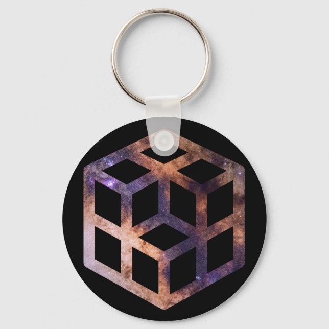 Chaveiro Geometria Astro da Grade de Cubo Espacial (Frente)