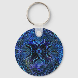 Chaveiro Geometria Galáctica Elétrica Azul Grande