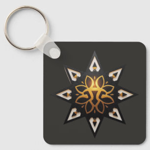 Chaveiro 🌟 Geometria Sagrada Mandala - Ouro Star