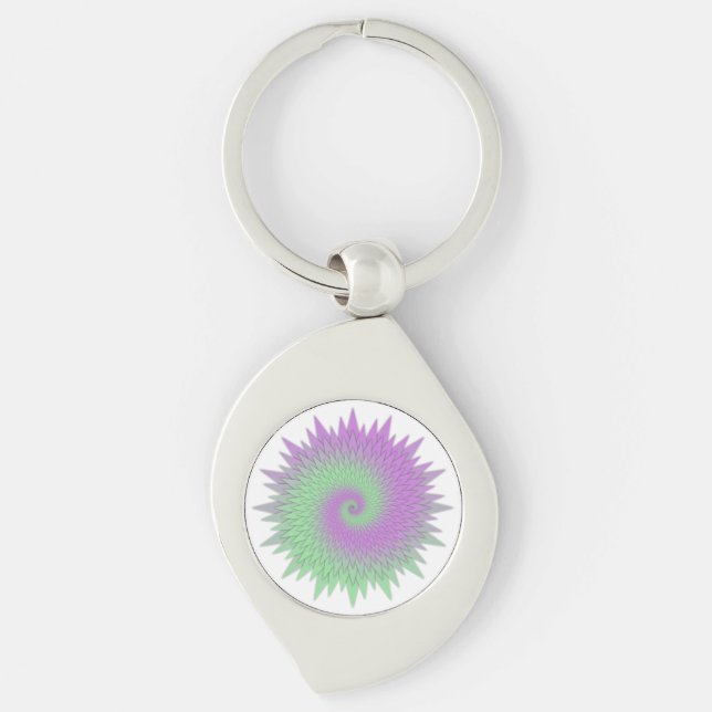 Chaveiro Geométrico Roxo e Verde (Frente)