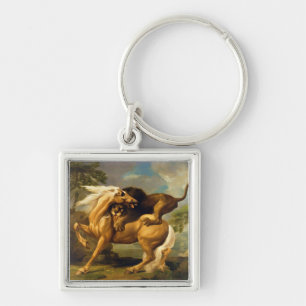 Chaveiro George Stubbs um leão que ataca um cavalo,