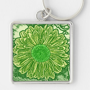 Chaveiro Gerbera Daisy Block Impressão - verde limão