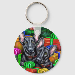 Chaveiro German shepherd Abrir presentes Natal preto