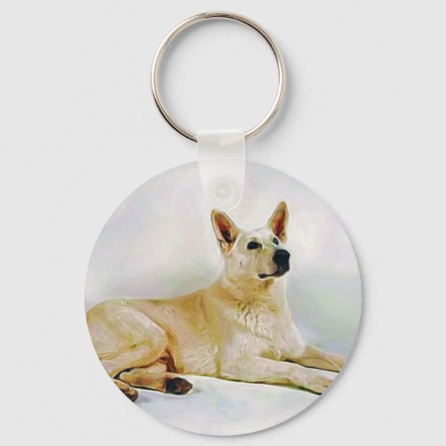 Chaveiro German shepherd branco (Frente)
