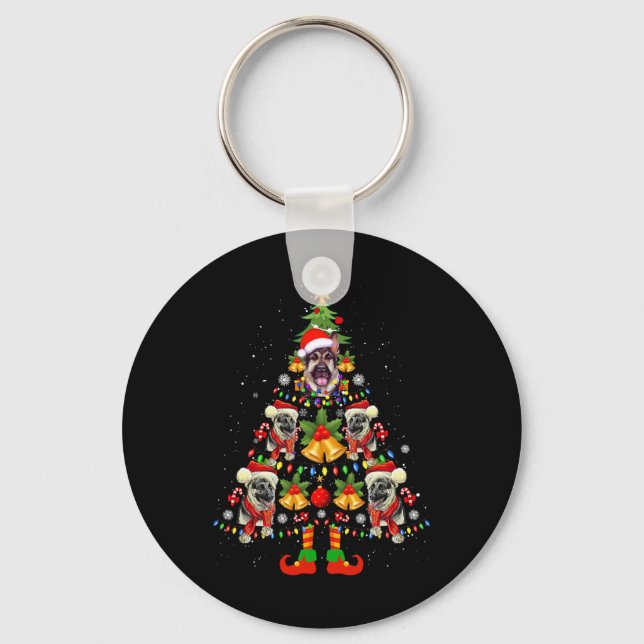 Chaveiro German shepherd Cachorro Santa Hat Árvore de Natal (Frente)