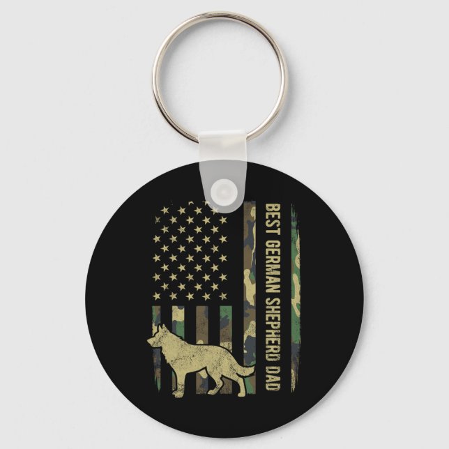 Chaveiro German shepherd Cão Pai Camuflagem Bandeira Americ (Frente)