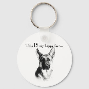 Chaveiro German shepherd de rosto feliz