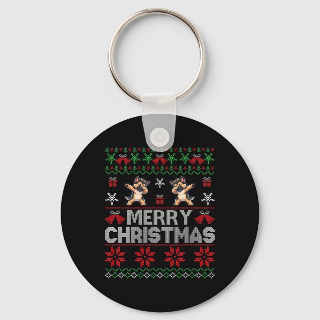 Chaveiro German shepherd de Suéter de Natal Feio (Frente)