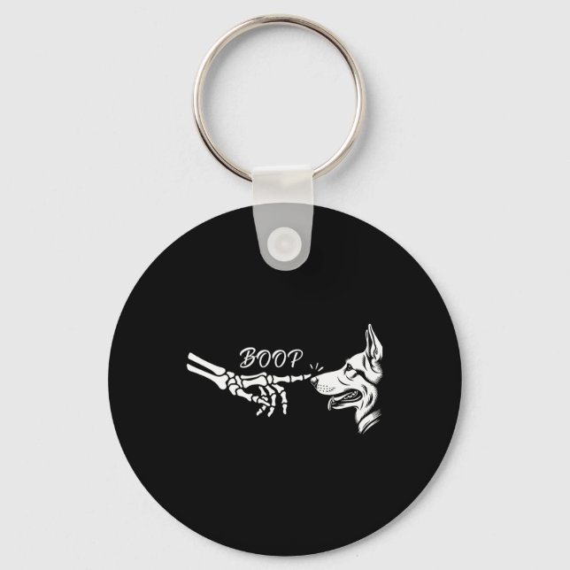 Chaveiro German shepherd Skeleton Boop Halloween Pet W (Frente)