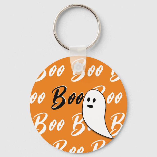 Chaveiro Ghost Halloween preto - laranja branco (Frente)