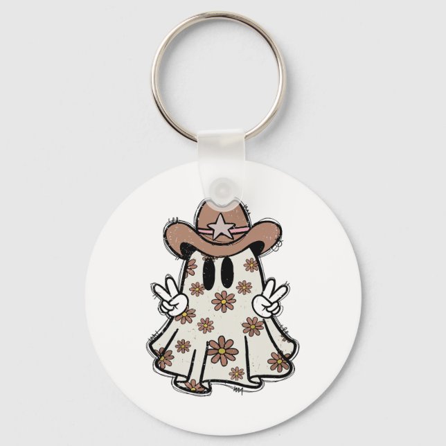 Chaveiro Ghost Howdy Cowgirl do Halloween Ocidental (Frente)