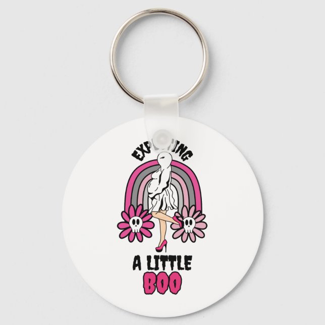 Chaveiro Ghost Pink Grávida Esperando um pouco de Boo (Frente)