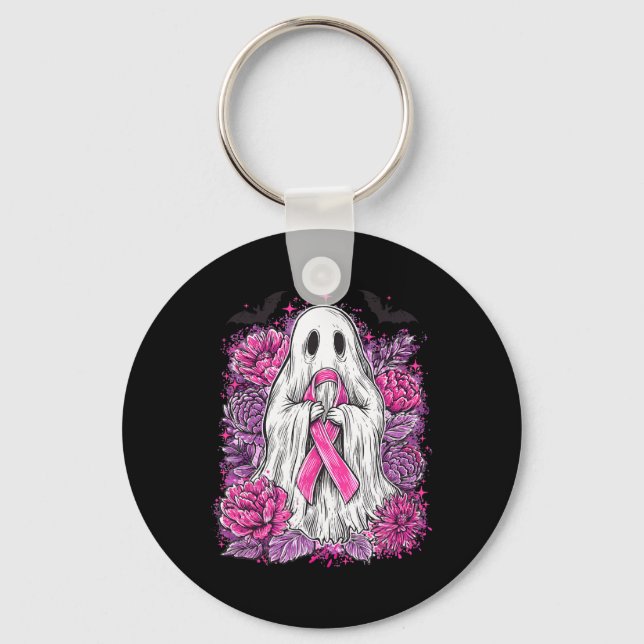 Chaveiro Ghost Ribbon Breve Cancer Sensibilização Halloween (Frente)
