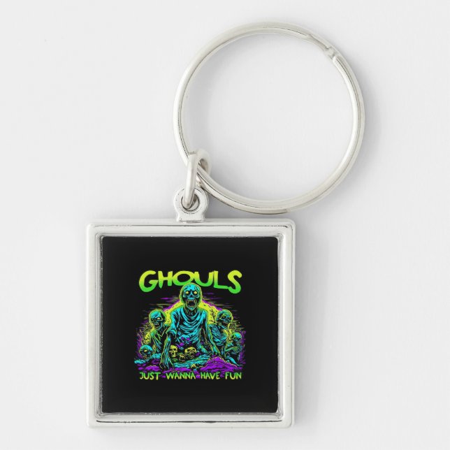 Chaveiro Ghouls Só Quer Divertir-Se - Desenho De Lã Hallowe (Frente)