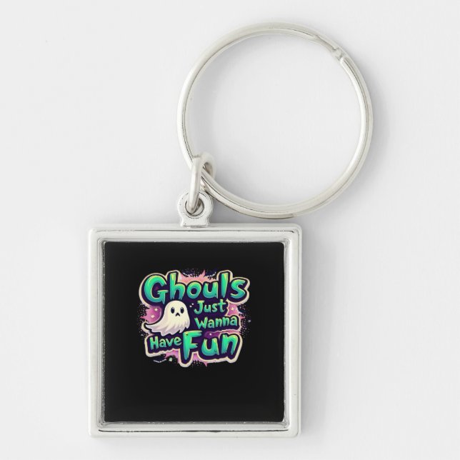 Chaveiro Ghouls Só Quer Se Divertir - Retrô Halloween (Frente)