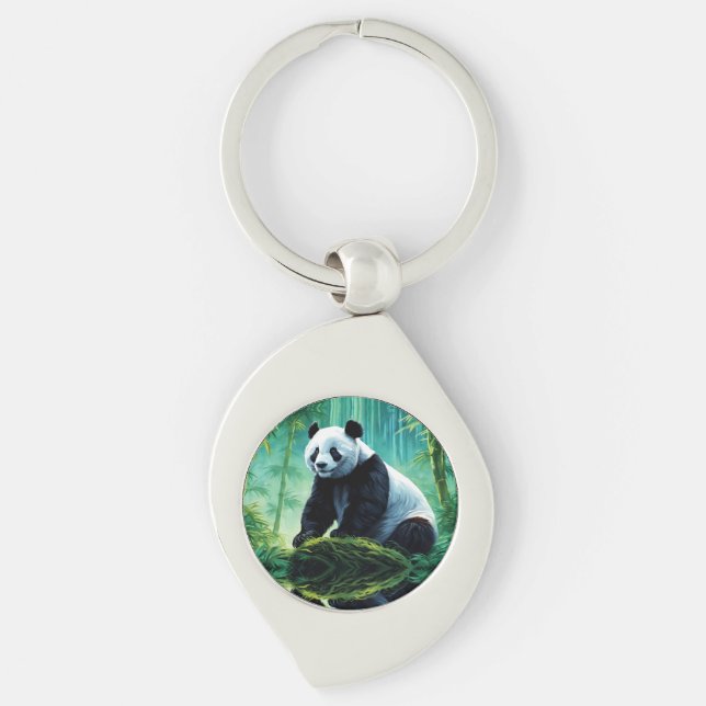 Chaveiro Giant Panda na Floresta de Bamboo (Frente)