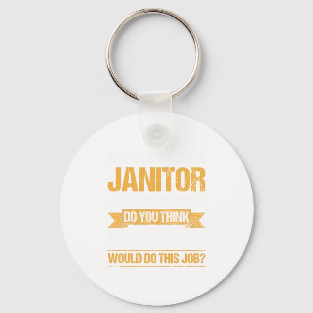 Chaveiro Gif do Serviço de Limpeza de Janitors de Trabalho  (Frente)