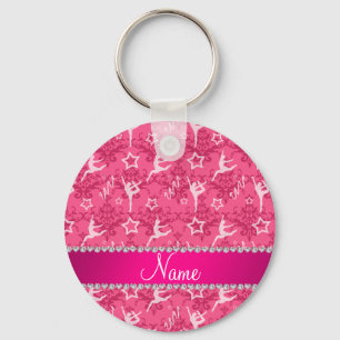 Chaveiro Ginástica de damascos rosa de nome personalizado