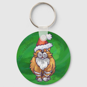 Chaveiro Ginger Cat Christmas on Green