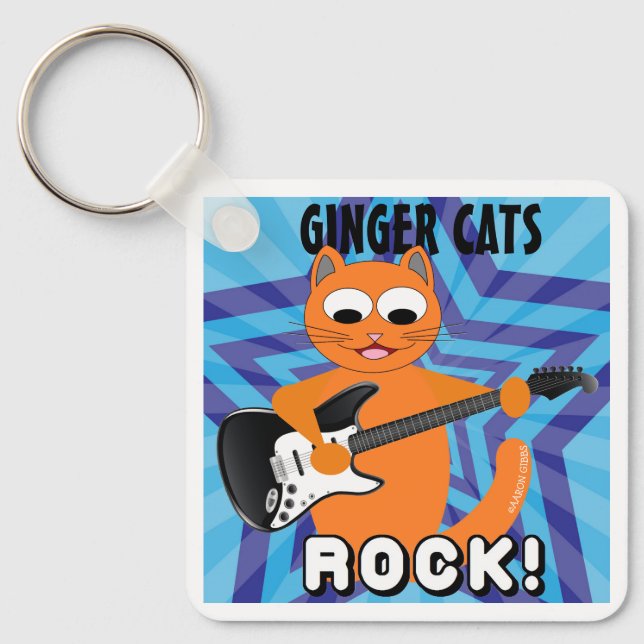 Chaveiro Ginger Cats Rock! Guitarra Cat (Frente)
