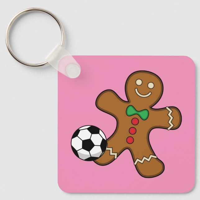 Chaveiro Gingerbird Man Jogando Futebol (Frente)