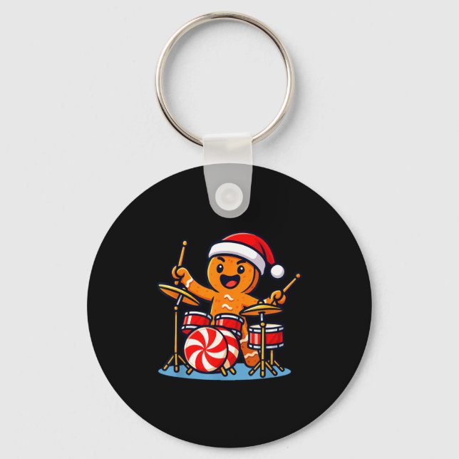 Chaveiro Gingerbread Man Playing Drums  (Frente)