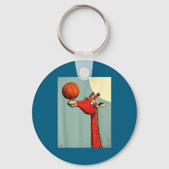 Chaveiro Girafa Animal Engraçado Basquetebol Minimal Cute (Frente)