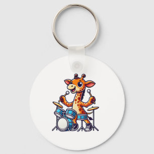 Chaveiro Girafa Bonita Jogando Dragas Girafas Drummer Músic