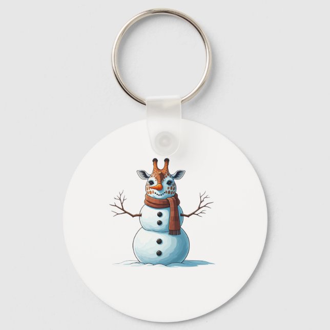 Chaveiro Girafa Engraçada Snowman Scarf Mulheres de Natal M (Frente)
