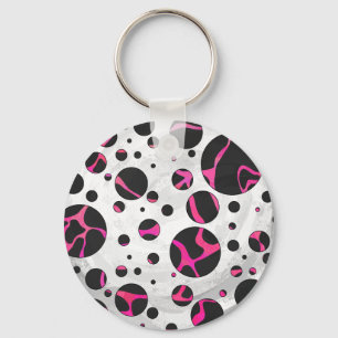 Chaveiro Girafa, rosa quente e Impressão preto