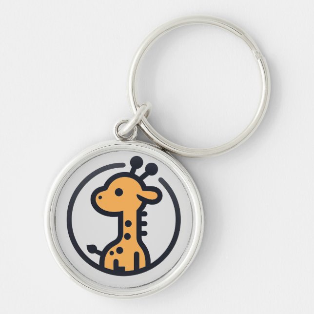 Chaveiro Girafa Simples Minimalista Fofa em um Círculo (Frente)